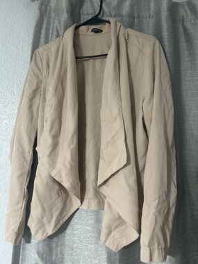 Express Light Beige Draped Open-Front Blazer